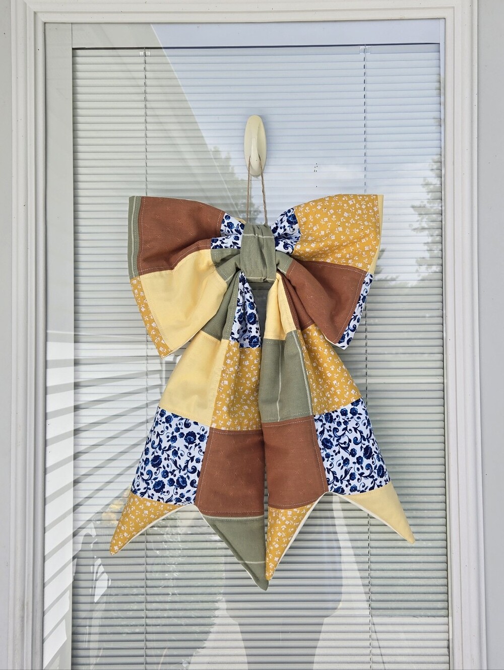 Handmade Quilted Patchwork Oversized Bow Door Hanger Wreath